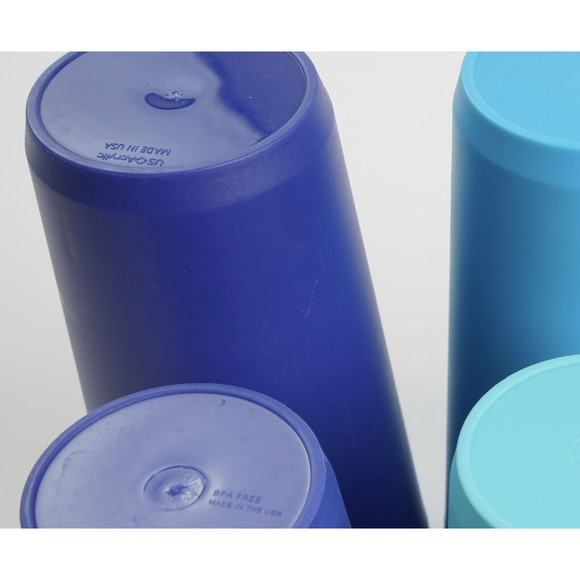 Vintage (7) US Acrylic Plastic Tumblers Cups Retro Green Blue Grey Made In USA - Picture 4 of 4